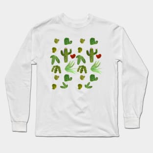 Cacti watercolor pattern Long Sleeve T-Shirt